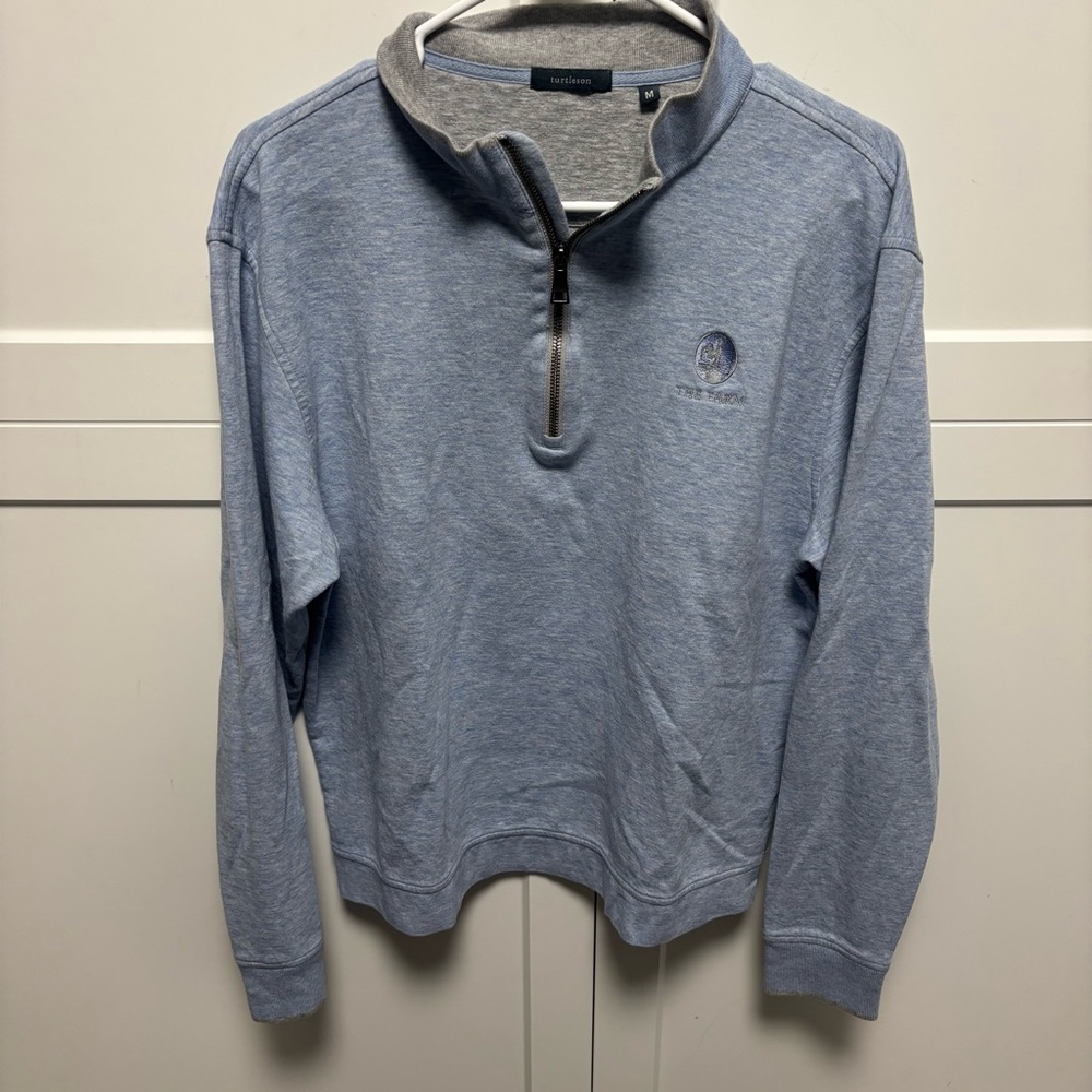 Women’s Turtleson medium pullover 100% Pima cotton The Farm embroidery lt blue